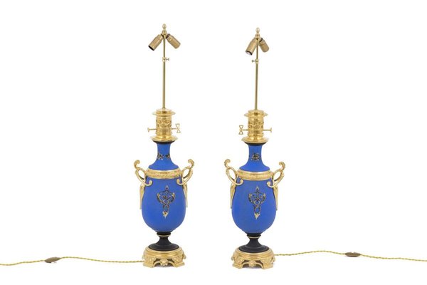 Napoléon Iii Neoclassical Style Porcelain Table Lamps, Set of 2-CEJ-626764