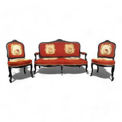 Napoleon III Noici Wooden Living Room, Set of 3-HLV-2033145