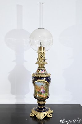 Napoleon III Oil Table Lamps in Sèvres Porcelain & Bronze, 19th Century, Set of 2-RVK-1701995