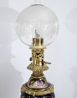 Napoleon III Oil Table Lamps in Sèvres Porcelain & Bronze, 19th Century, Set of 2-RVK-1701995