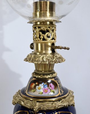 Napoleon III Oil Table Lamps in Sèvres Porcelain & Bronze, 19th Century, Set of 2-RVK-1701995