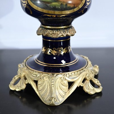 Napoleon III Oil Table Lamps in Sèvres Porcelain & Bronze, 19th Century, Set of 2-RVK-1701995