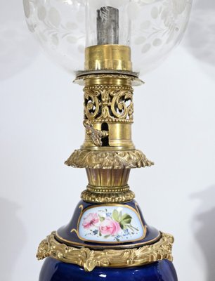 Napoleon III Oil Table Lamps in Sèvres Porcelain & Bronze, 19th Century, Set of 2-RVK-1701995