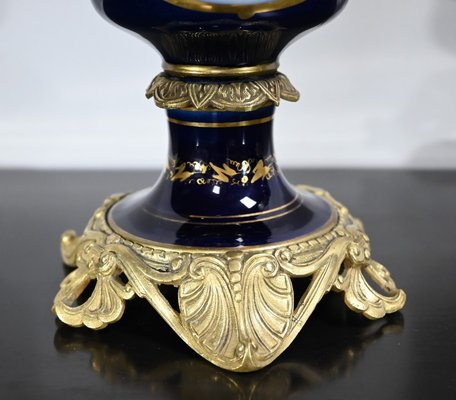 Napoleon III Oil Table Lamps in Sèvres Porcelain & Bronze, 19th Century, Set of 2-RVK-1701995