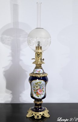 Napoleon III Oil Table Lamps in Sèvres Porcelain & Bronze, 19th Century, Set of 2-RVK-1701995