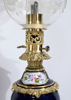 Napoleon III Oil Table Lamps in Sèvres Porcelain & Bronze, 19th Century, Set of 2-RVK-1701995