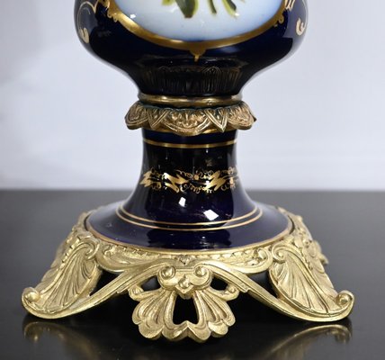 Napoleon III Oil Table Lamps in Sèvres Porcelain & Bronze, 19th Century, Set of 2-RVK-1701995