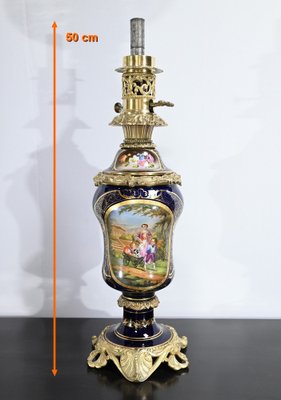 Napoleon III Oil Table Lamps in Sèvres Porcelain & Bronze, 19th Century, Set of 2-RVK-1701995