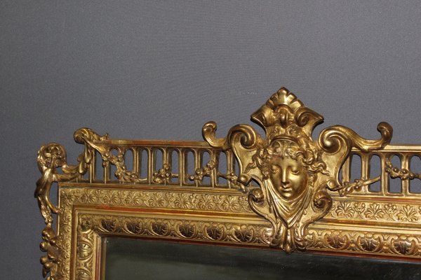 Napoleon Iii Period Mirror in Golden Stucco, 19th Century-BCR-2043337