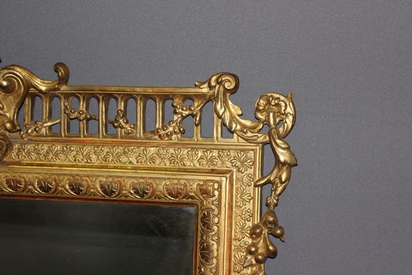 Napoleon Iii Period Mirror in Golden Stucco, 19th Century-BCR-2043337