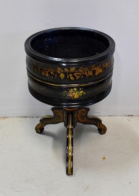 Napoleon III Planter in Blackened Wood with Gold Details, 19th Century-RVK-1431658