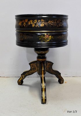 Napoleon III Planter in Blackened Wood with Gold Details, 19th Century-RVK-1431658