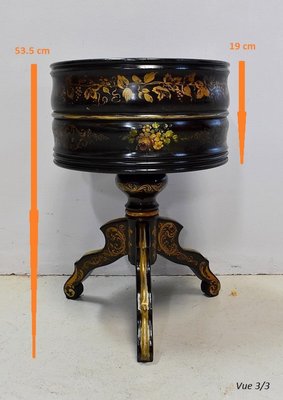 Napoleon III Planter in Blackened Wood with Gold Details, 19th Century-RVK-1431658