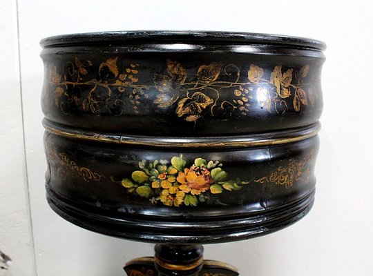 Napoleon III Planter in Blackened Wood with Gold Details, 19th Century-RVK-1431658