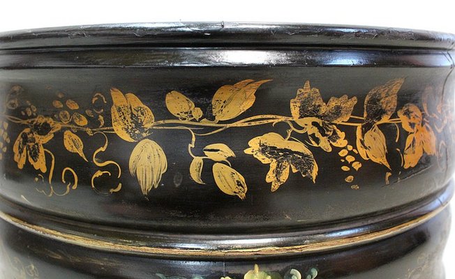 Napoleon III Planter in Blackened Wood with Gold Details, 19th Century-RVK-1431658