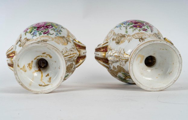 Napoleon III Porcelain Covered Vases, Set of 2-WFS-2027352