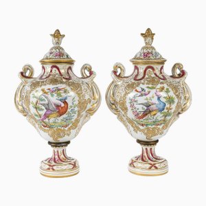 Napoleon III Porcelain Covered Vases, Set of 2-WFS-2027352