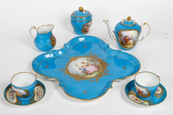 Napoleon III Porcelain Tea Service from Sèvres, Set of 6-WFS-1806522