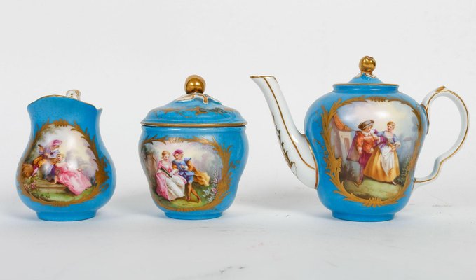 Napoleon III Porcelain Tea Service from Sèvres, Set of 6-WFS-1806522