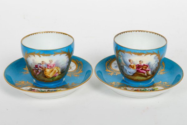 Napoleon III Porcelain Tea Service from Sèvres, Set of 6-WFS-1806522