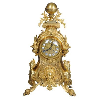 Napoleon III Royal Fire-Gilded Mantel Clock, Paris, France, 1870s-FLW-1767319