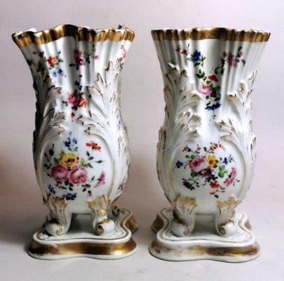 Napoleon III Shaped Vases from Porcelaine De Paris, Set of 2-QRS-1228858