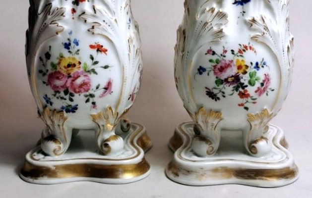 Napoleon III Shaped Vases from Porcelaine De Paris, Set of 2-QRS-1228858