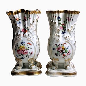 Napoleon III Shaped Vases from Porcelaine De Paris, Set of 2-QRS-1228858