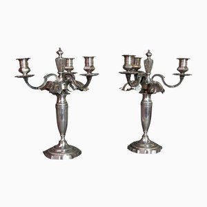 Napoleon III Silver Metal Candelabras, Set of 2-WSV-1359950