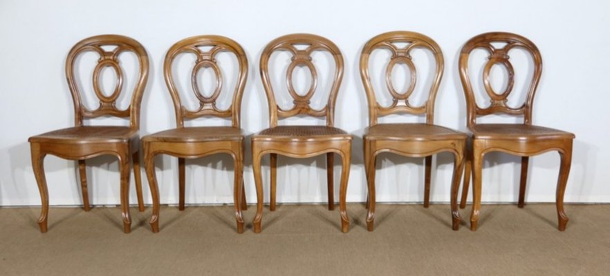 Napoleon III Solid Walnut Chairs, Set of 5-RVK-1141695