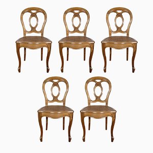 Napoleon III Solid Walnut Chairs, Set of 5-RVK-1141695