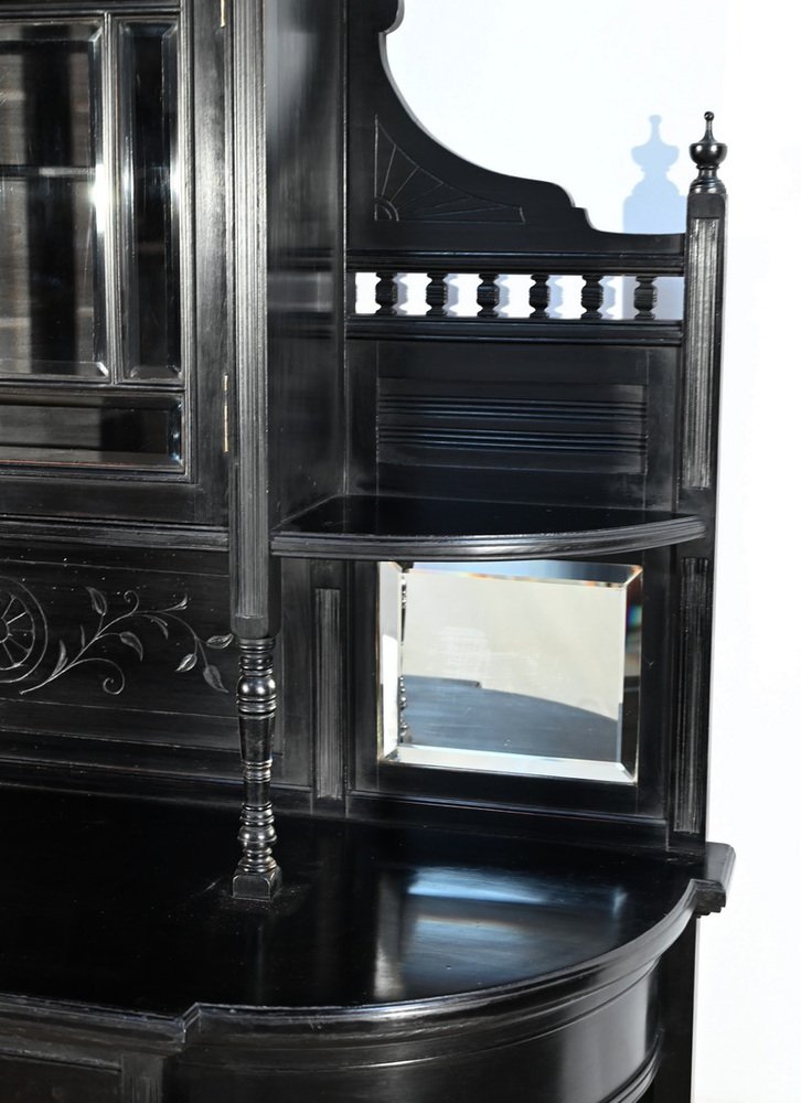 Napoleon III Style Blackened Pearwood Meuble d'Entre Deux, Late 19th Century