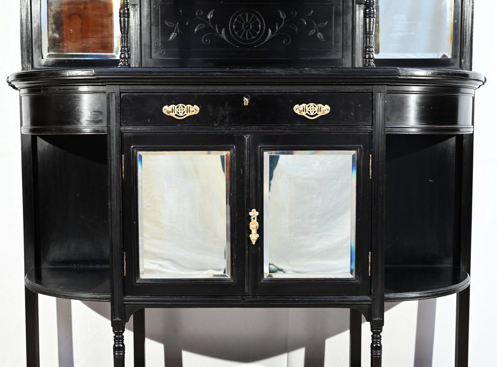 Napoleon III Style Blackened Pearwood Meuble d'Entre Deux, Late 19th Century