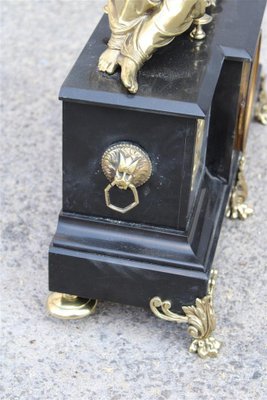 Napoleon III Table Clock in Black Marble and Brass, 1870s-EH-1720698