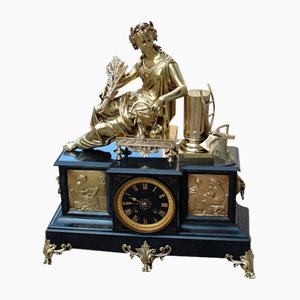 Napoleon III Table Clock in Black Marble and Brass, 1870s-EH-1720698