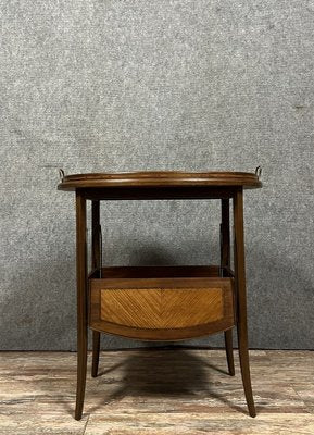 Napoleon III Tea Table with Flying Top in Precious Wood Marquetry, 1880s-MWB-2035924