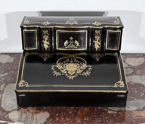 Napoleon III Traveller's Writing Table in Blackened Wood, 19th Century-RVK-1447109