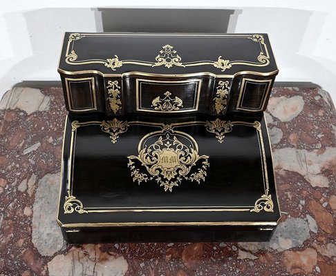 Napoleon III Traveller's Writing Table in Blackened Wood, 19th Century-RVK-1447109