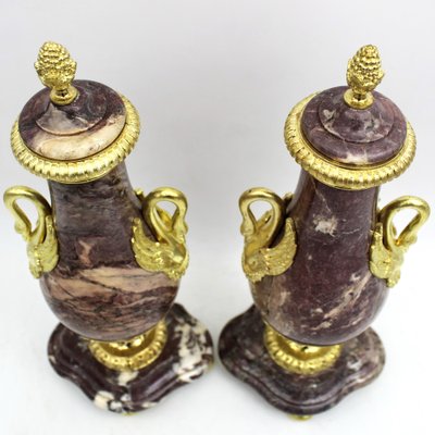 Napoleon III Vases in Golden Bronze and Marble, 19th Century, Set of 2-UMS-1719907