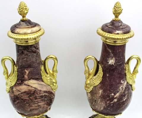 Napoleon III Vases in Golden Bronze and Marble, 19th Century, Set of 2-UMS-1719907