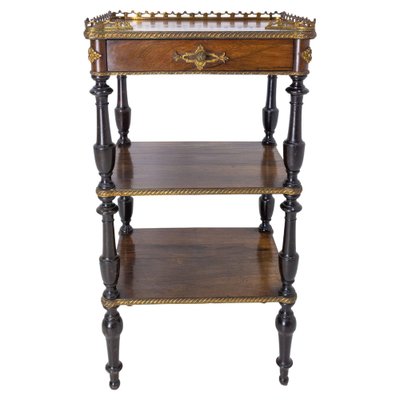 Napoleon III Walnut and Brass Side Table, France, 1880s-RIU-1329329