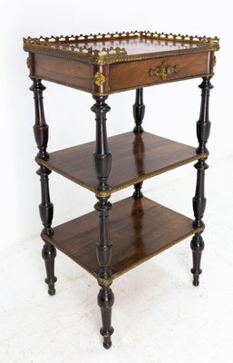 Napoleon III Walnut and Brass Side Table, France, 1880s-RIU-1329329