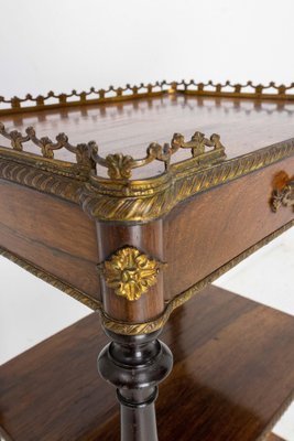 Napoleon III Walnut and Brass Side Table, France, 1880s-RIU-1329329