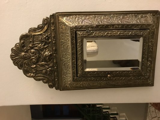 Napoleonic Era Brass Cabinet with Beveled Mirror and Brushes, 1920s-WQQ-1763640