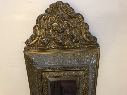 Napoleonic Era Brass Cabinet with Beveled Mirror and Brushes, 1920s-WQQ-1763640