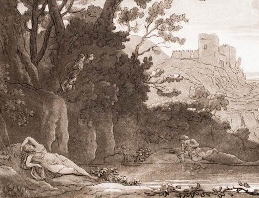 Narciso and Echo - Original B/W Etching after Claude Lorrain - 1815 1815-ZCI-757933