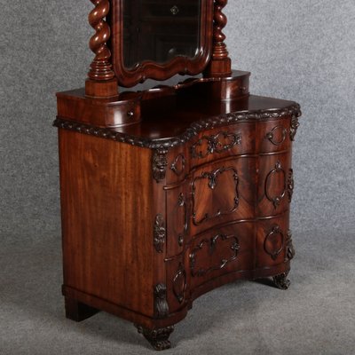 Narrow Chest of Drawers in Mahogany with Cast Iron Candlesticks and Mirror, 1860s-DXD-1790787