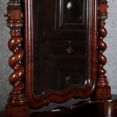 Narrow Chest of Drawers in Mahogany with Cast Iron Candlesticks and Mirror, 1860s-DXD-1790787