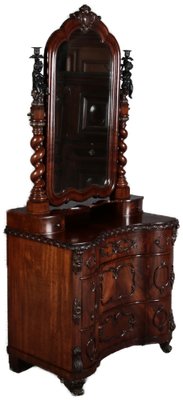 Narrow Chest of Drawers in Mahogany with Cast Iron Candlesticks and Mirror, 1860s-DXD-1790787