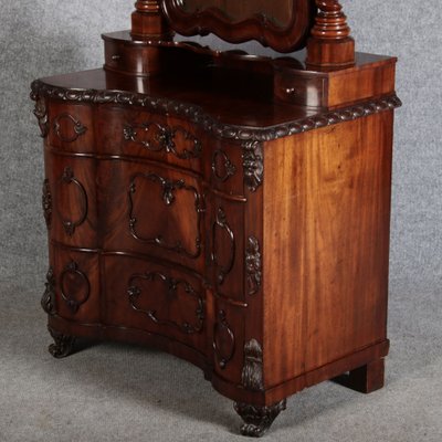 Narrow Chest of Drawers in Mahogany with Cast Iron Candlesticks and Mirror, 1860s-DXD-1790787